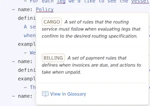 Hovering over the word policy two see two definitions