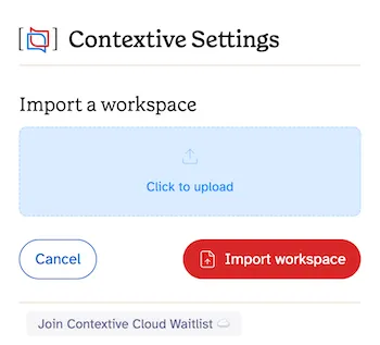 Importing a workspace
