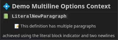 Example of literal multi-line with new paragraph.