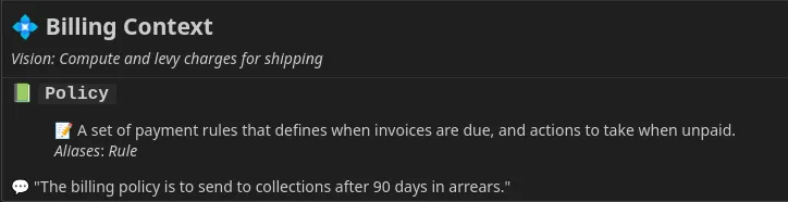 Simple term with alias Rule for the term Cargo.