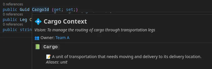 Hovering over a word with a suffix.